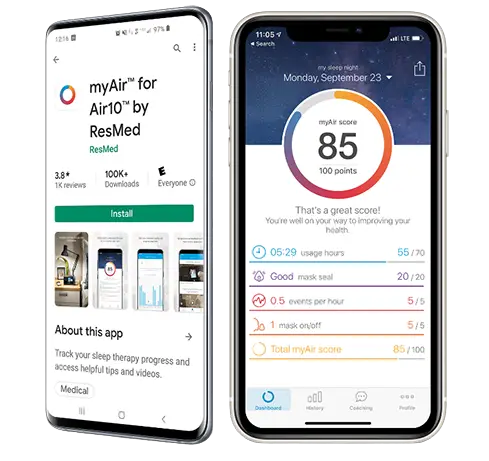 MyAir Application opened on an iPhone