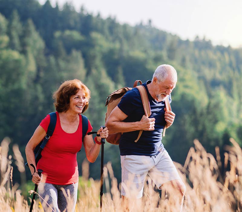 Older couple hiking