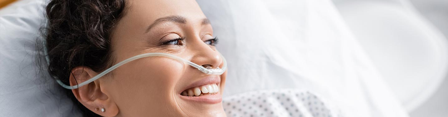 Woman getting ready for a capnography test